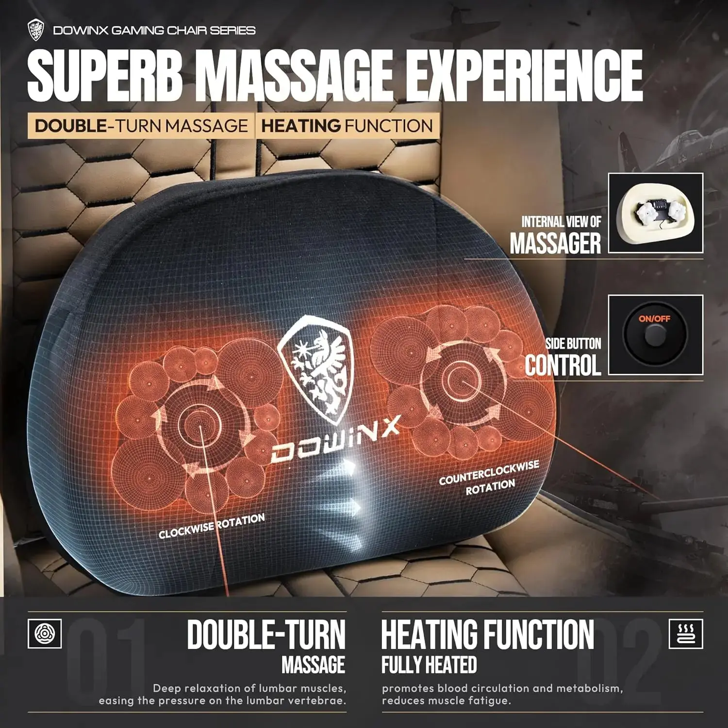 HEATED MASSAGE SERIES MB37 BROWN (PU) - Image 8