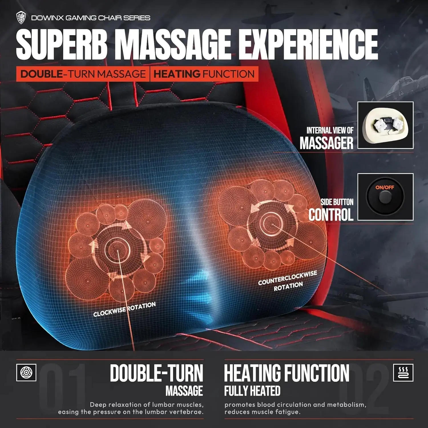 HEATED MASSAGE SERIES MB37 RED (PU) - Image 4