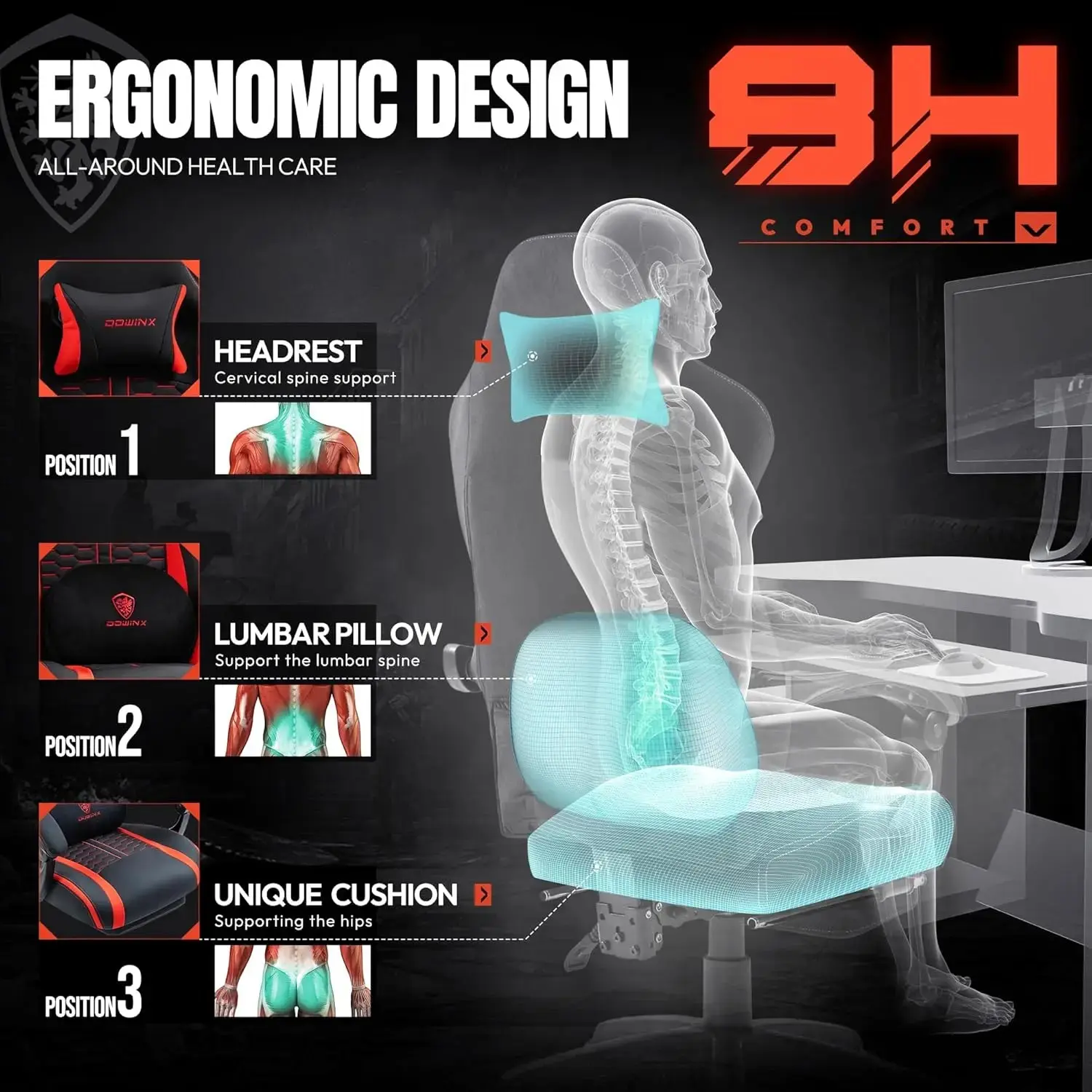HEATED MASSAGE SERIES MB37 RED (PU) - Image 7
