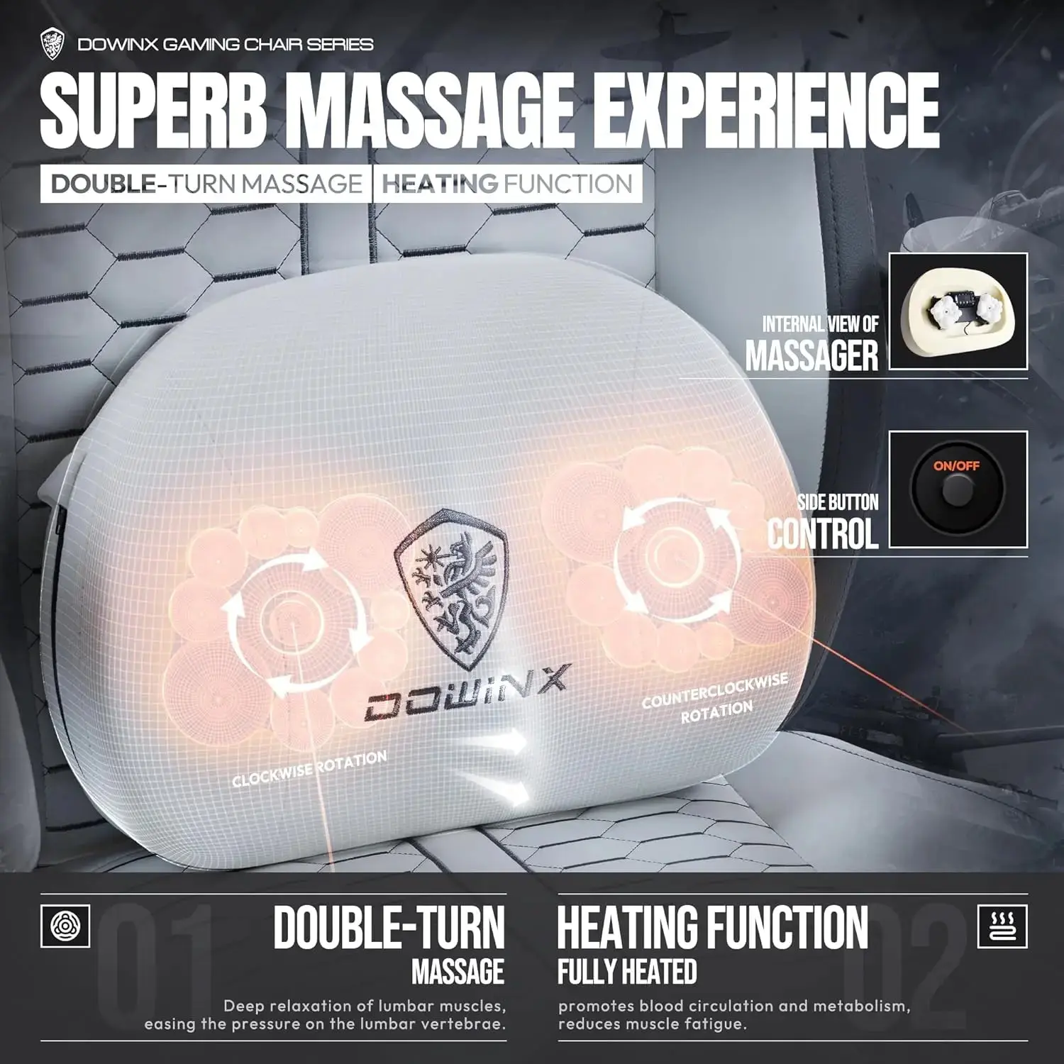 HEATED MASSAGE SERIES MB37 WHITE (PU) - Image 5