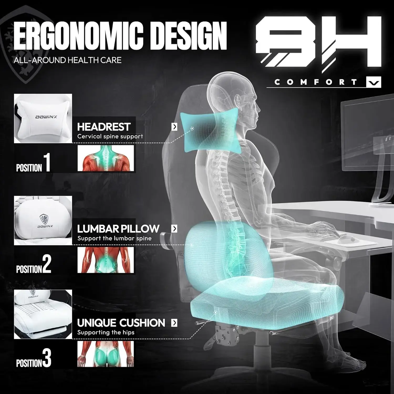 HEATED MASSAGE SERIES MB37 WHITE (PU) - Image 6