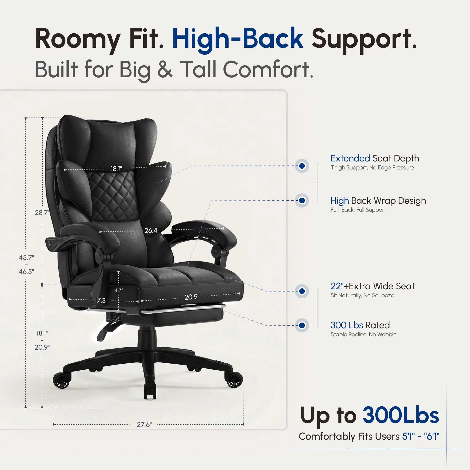 Executive Office Series 66B1A（Fabric Black） - Image 6