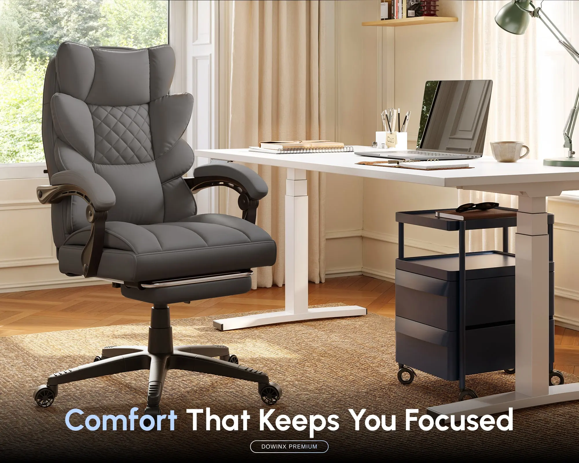 Executive Office Series 66B1A(PU Leather, Grey) - Image 3