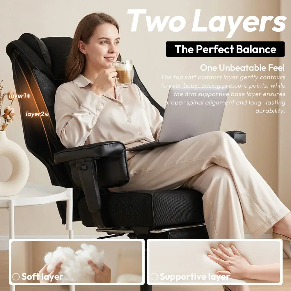 Office Chair QL-66B3 -Black– Big & Tall Massage Boss Chair for Work & Relax | Dowinx - Image 3