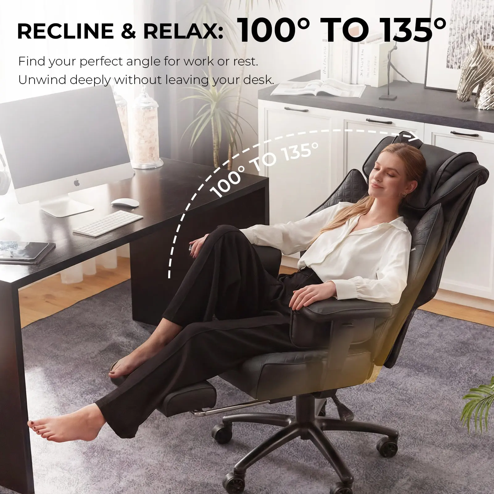 Office Chair QL-66B3 - Black (PU) - Big & Tall Massage Boss Chair for Work & Relax | Dowinx (Copy) - Image 4