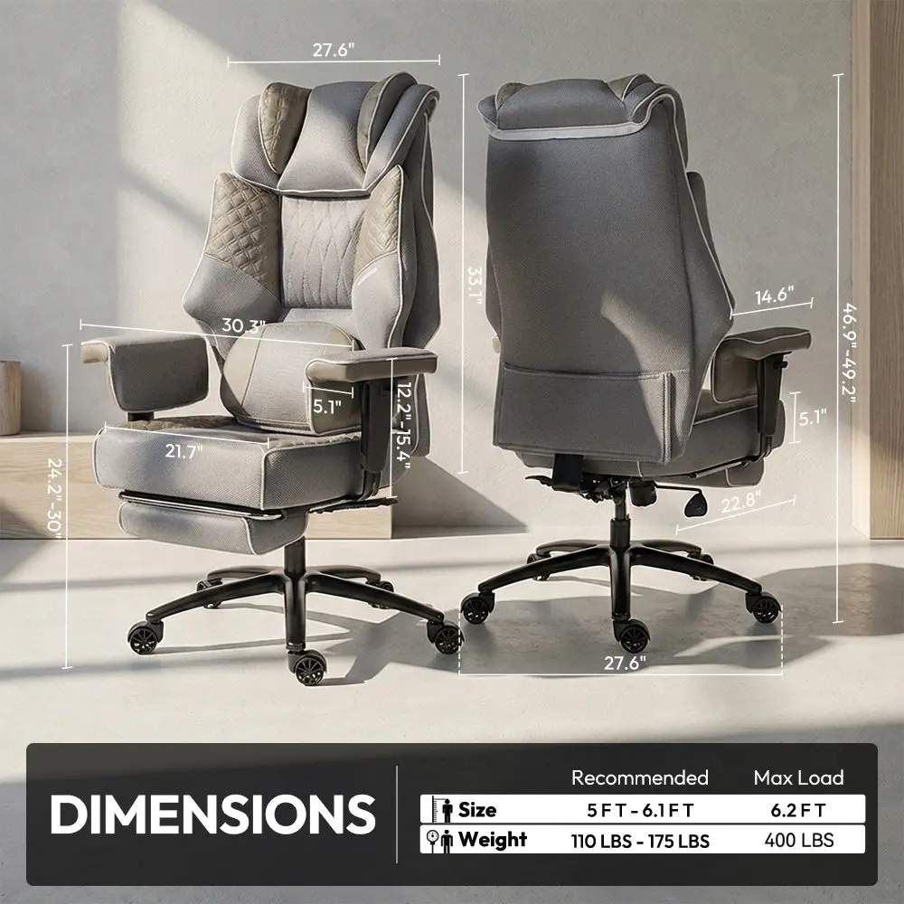 Grey Office Chair QL-66B3 – Big & Tall Massage Boss Chair for Work & Relax- GREY | Dowinx - Image 5