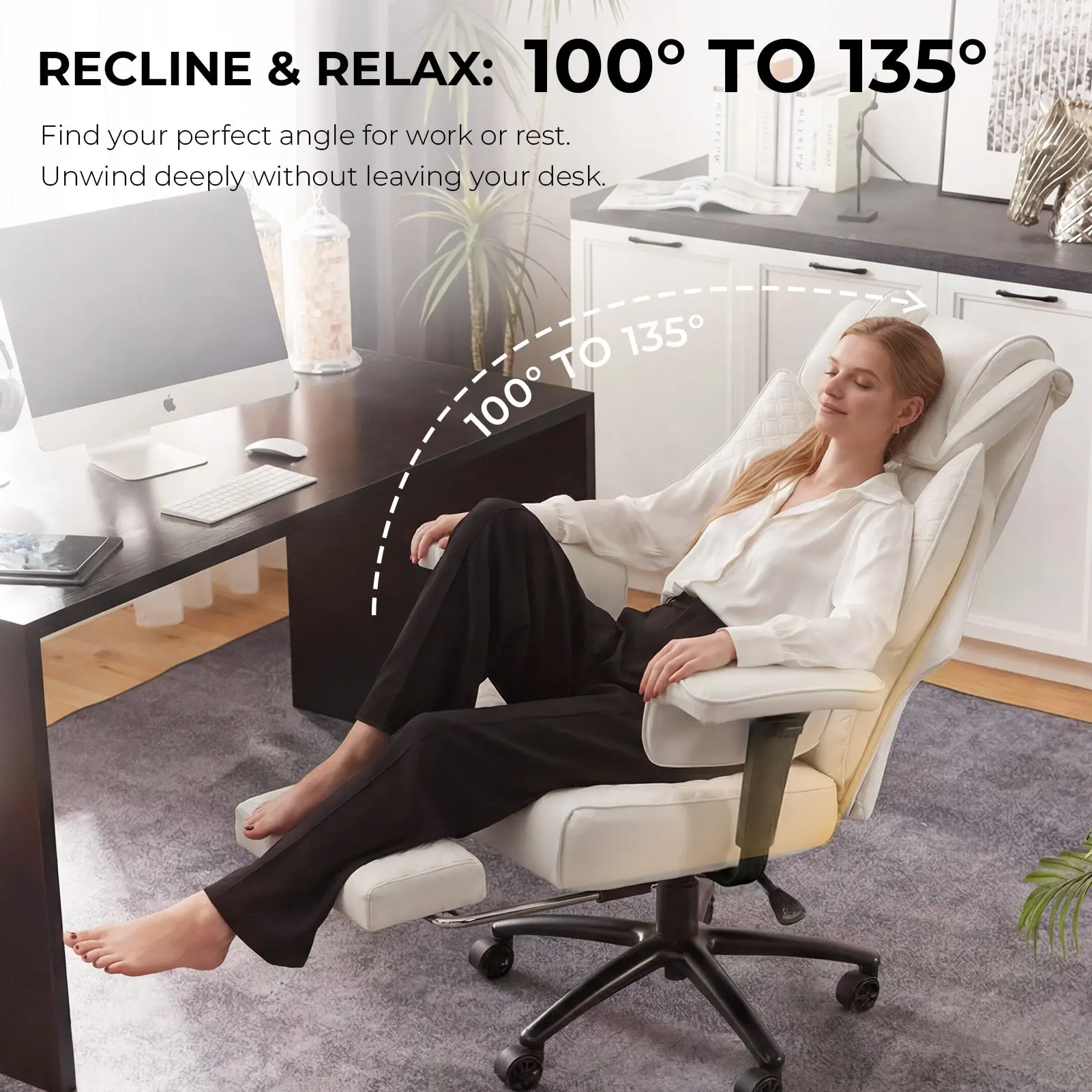 Office Chair QL-66B3 - White（PU） - Big & Tall Massage Boss Chair for Work & Relax | Dowinx - Image 4
